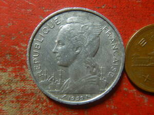 外国・フランス領ソマリランド／５フラン・アルミニウム貨（1959年）：発行枚数５０万枚　240512