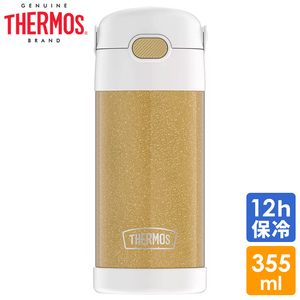 サーモス ステンレス ストロー 水筒 サーモス ステンレス水筒 グリッター ゴールド ストロー 350ml THERMOS 子供 無地