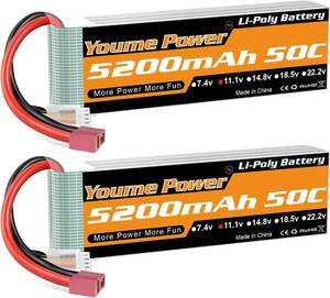 11.1vリポバッテリー5200mAh、3Sリポバッテリー50CディーンTプラグ、RCカー/トラック、ボート、ドローン、バギー(2