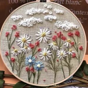 フランス刺繍キット☆雲と野の花