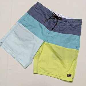 ☆SB11 BILLABONG ビラボン メンズ 28 S M スイムウェア サーフパンツ ボードショーツ グリーン イエロー クリーニング済み