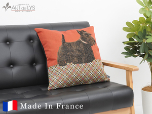 ART de LYS フランス製 ゴブラン織り クッションカバー 8920 Black Scottish dog　100% Made in France since 1890