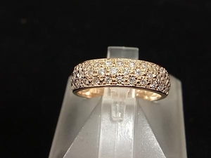 美品【K18ピンキーリング】K18／ダイヤ0.31ct ／＃4／2.1g /イエローゴールド ピンキーリング