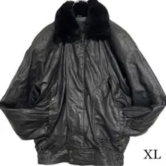 大きいサイズ【vintage】羊革 本革 ラムレザージャケット ブラック XL