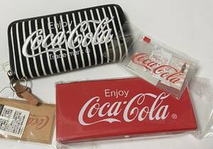 Coca-Cola コカ・コーラ ラウンドジップ 長財布 + ペンケース （プラ）+ 付箋 展示未使用品