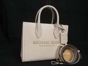 ■新品同様■ MICHAEL KORS マイケルコース レザー 2WAY ハンドバッグ ショルダー レディース アイボリー系 AX2856