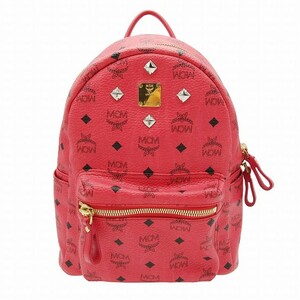 極美品 エムシーエム MCM Visetos Stark Backpack ヴィセトス スターク バックパック ロックスタッズ レザー シボ革 リュックサック ME11