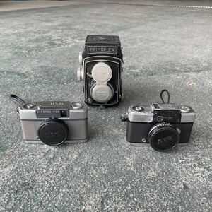 【店H-67】（ジャンク）フィルムカメラ OLYMPUS PEN-EE PEN-D、PRIMOFLEX NO411506 3個セット まとめ売りカメラ 昭和レトロ 当時物