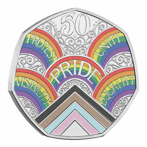 2022 イギリス LGBTQ+ プライド・パレード50周年記念 50ペンス カラー白銅貨