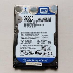 【70】320GB HDD SATA 2.5インチ WD WD3200BEVS ハードディスクドライブ