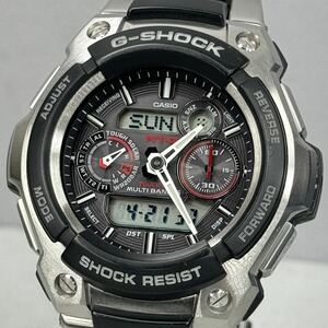 極美品 G-SHOCK MTG-1500-1AJF MT-G タフソーラー 電波受信 電波ソーラー マルチバンド6 アナデジ シルバー ブラック メタルバンド