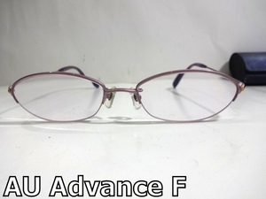 X4D047■美品■ エーユー AU Advance F 日本製 K18PGDec. チタン ゴムメタル ピンク色 ブルーライトカット メガネ 眼鏡 メガネフレーム