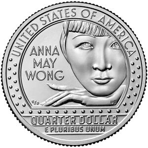 ★1枚の価格★ アメリカ人女性25セント硬貨プログラム　アンナ・メイ・ウォン　Anna May Wong