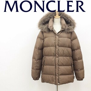 茶タグ◆MONCLER モンクレール VALENTINE バレンティーヌ ファー付 フーデッド ダウン コート ブラウン 0 国内正規品