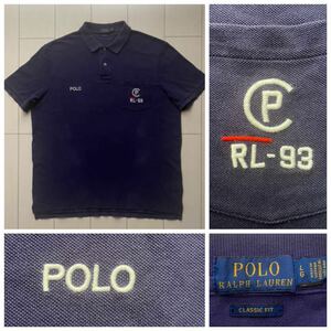 送料無料 90s vintageビンテージ 復刻 POLO ラルフローレン cp rl-93 刺繍 ポロシャツ navy ネイビー 紺 1992 sport country RLX RRL L XL