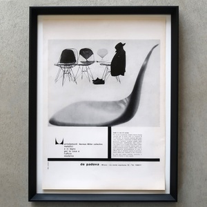 Herman Miller ハーマンミラー 1962年 Eames サイドシェルチェア ワイヤーメッシュ イタリア ヴィンテージ 広告 額装品 レア ポスター 稀少
