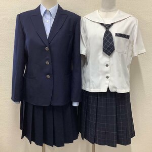 (Y)I693(中古) 山形県 九里学園高校 6点セット /現行/旧制服/160B/165B/W72/ブレザー/セーラー/ブラウス/スカート/タイ/HANAE MORI/学生服