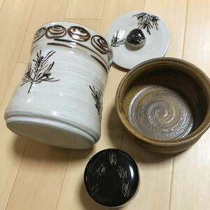 茶道具 三峰園 水差し　お茶碗　湯飲み　陶器　 　茶入　茶器　セット　茶碗　入れ物　a45