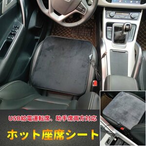 車用ホットシート ホットマット 電気座布団 USB給電 12V/24V車対応 約42cm×40cm オフィス/リビング 冷え性・足冷え対策　USBHST4241