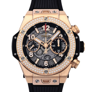 ウブロ HUBLOT ビッグバン ウニコ キングゴールド ダイヤモンド 441.OX.1180.RX.1104 グレー文字盤 中古 腕時計 メンズ