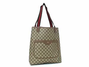 1円 GUCCI オールドグッチ 39 02 0031 ヴィンテージ シェリーライン PVC ハンドバッグ トート ショルダー 肩掛け ブラウン系 AY2782