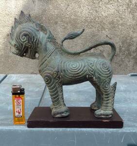 ＊最終・大処分SALE・銅製『ミャンマーの守護神？狛犬』魔除 仏教美術工芸 オブジェ.2