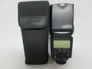 【h Y0949】 Canon SPEEDLITE 580EX スピードライト ソフトケース付き 通電・液晶表示OK 詳細動作未確認 ストロボ キャノン ジャンク