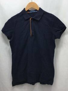 POLO RALPH LAUREN ポロラルフローレン 半袖 ポロシャツ レザー 牛革 ネイビー サイズM レディース 24013102s2