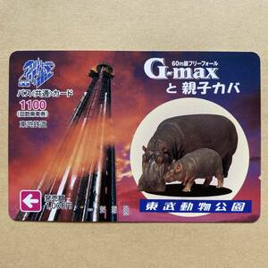 【使用済】 バスカード 東武バス 東武動物公園 60m級フリーフォールG-max と 親子カバ