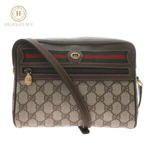 1円スタート GUCCI グッチ オールドグッチ GGスプリーム ショルダーバッグ 56.02.087 シェリーライン GG柄 ゴールド金具 斜め掛け ブラウン