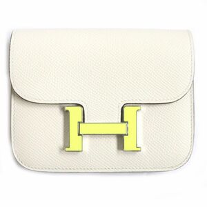 未使用品▼HERMES エルメス コンスタンススリム シルバー金具 ヴォーエプソン レザーコンパクトウォレット ナタ 仏製 B刻印 箱・袋付き