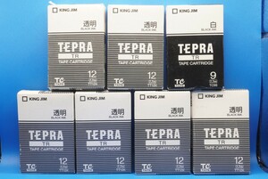 キングジム テプラ TRテープカートリッジ 透明テープ黒文字12mm(TT12K) 6本,白テープ黒文字9mm(TC9S) 1本 合計7本 未使用,未開封品