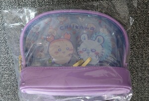 【値下げ☆】新品 タグ付き★ちいかわ モモンガ 古本屋さん(カニちゃん) 2段 ポーチ しまむら パープル 小物入れ