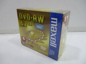 雑貨☆マクセル maxell　データ用　DVD-RW 4.7GB Ver.1.1 DRW47　5枚入り未開封品　(き)