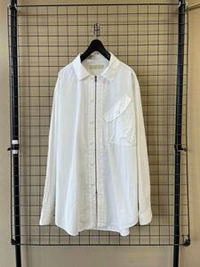 【meagratia/メアグラーティア】Zip-up 2way Shirt WHITE ジップアップ 2ウェイ シャツ ミリタリーデザイン パラシュートボタン 
