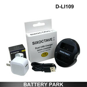 値下　PENTAX D-LI109 対応互換充電器 ２個同時充電可能 2.1A高速ACアダプター付 D-LI109 / D-BC109 / KBC-109J K-r K-30 K-50 K-70 K-S2