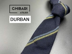 【超美品】DURBAN　ダーバン　レジメンタル柄　ネクタイ　3本以上送料無料　ネイビー　ナロータイ　0404018