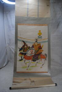 〇ひ184.掛軸　武将　馬乗り　床の間飾り　インテリア　コレクション　