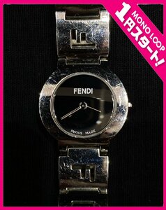 【5TU熱04006F】★1円スタート★腕時計★FENDI★フェンディ★3050L★黒文字盤★クォーツ★2針★レディース★稼働品★