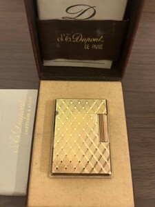 S.T.Dupont デュポン LINE1 ライン1 ダイヤカット ガスライター/レッドガスラベル　コレクション/喫煙具　ゴールド