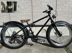 【BRONX】FAT BIKE 13ROCKコラボ 26×4.0 ワイドVEETIRE 7s ディスク 革サドル カスタム（＊引き取り限定）