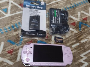 PSP 2000 ピンク 本体 バッテリー 充電器 メモリースティック 