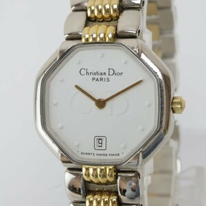 2405-525 クリスチャンディオール クオーツ 腕時計 Christian Dior 48.203 スウィングウォッチ オクタゴンケース 白文字盤 純正ブレス