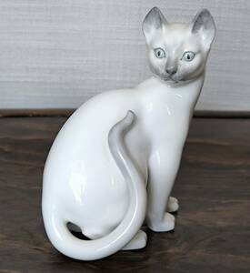 即決【ノリタケ】猫 陶器 置物 フィギュリン Noritake 白猫 ボーンチャイナ ネコ ねこ cat キャット 