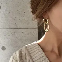 ピアス❤️オーバルピアス/2連チェーンピアス アクセサリー■数量限定！早い者勝ち♪