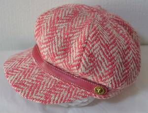 ●COACH コーチ● キャップ　ツイード　 ピンク色　 ウール 　レディース　 帽子　 ハット　S　美品
