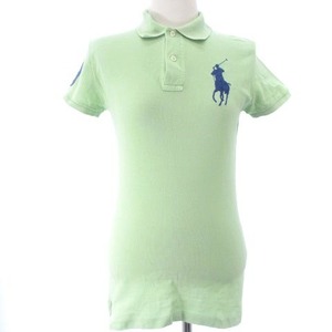 ラルフローレン RALPH LAUREN ポロシャツ ポニー ナンバリング 鹿の子 コットン ライトグリー 緑系 M レディース