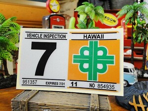 ハワイの車検バンパーステッカー　レプリカ　（7月）　アメリカ雑貨　アメリカン雑貨