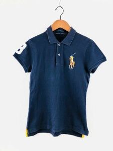 RALPH LAUREN ラルフローレン レディース 半袖 ポロシャツ ネイビー ロゴ 刺繍 Mサイズ カットソー マルチポニー ビッグポニー golf ゴルフ