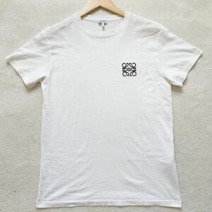 【美品】 LOEWE ロエベ Tシャツ トップス カットソー アナグラム 刺繍 ロゴ メンズ ホワイト 半袖 xs